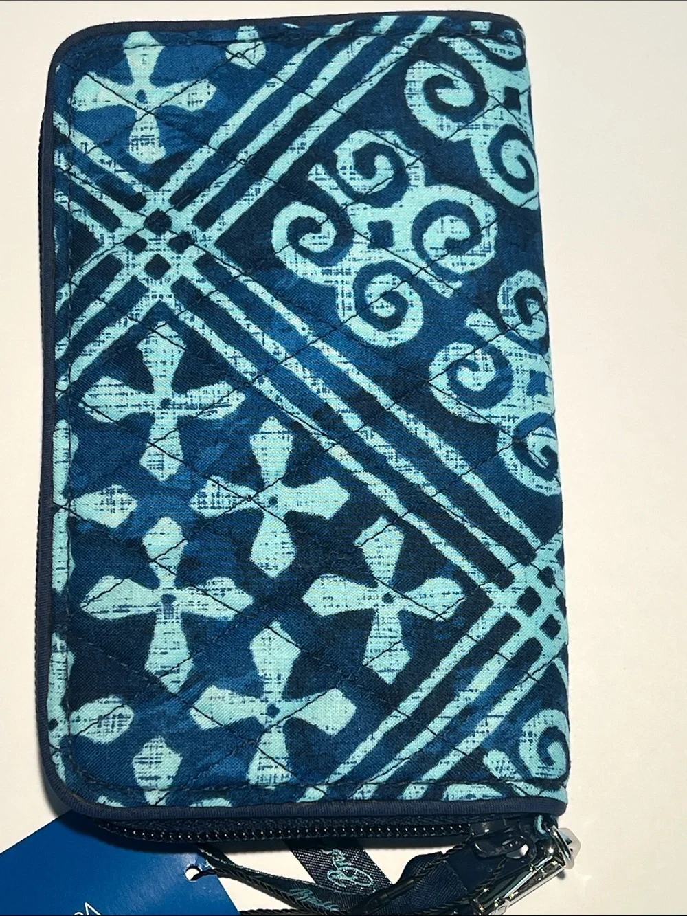 Vera Bradley Teal and Navy Patterned Zip Wallet